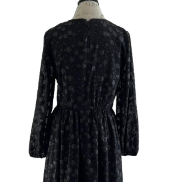 J CREW A-line Dress in Metallic Dot Jacquard Long Sleeve Pockets Size 10 - Picture 3 of 4